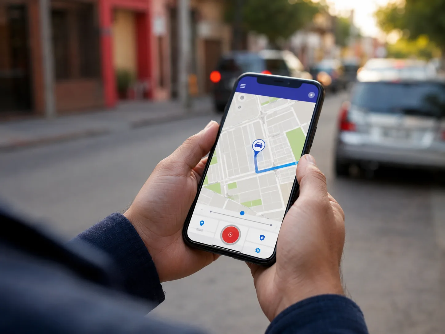 La app de Guarani GPS mostrando el rastreo en vivo desde el celular